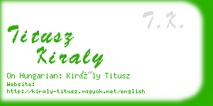 titusz kiraly business card